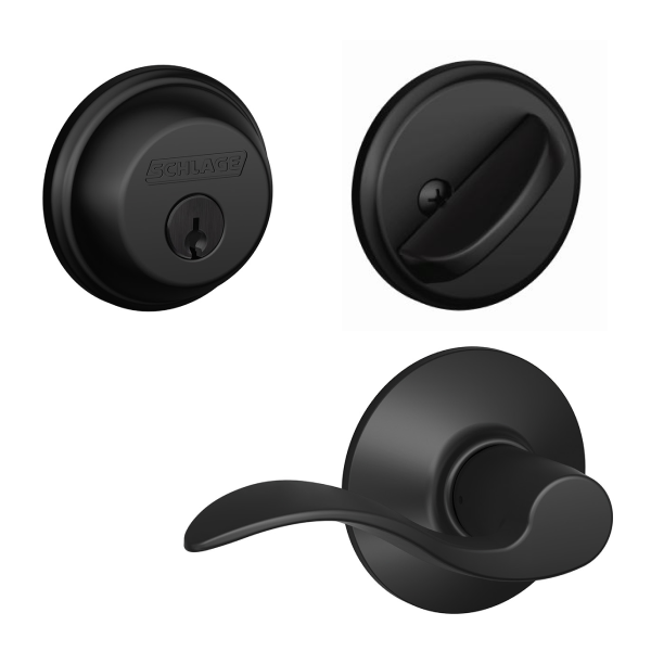 Schlage Accent Standard Deadbolt in Flat Black color